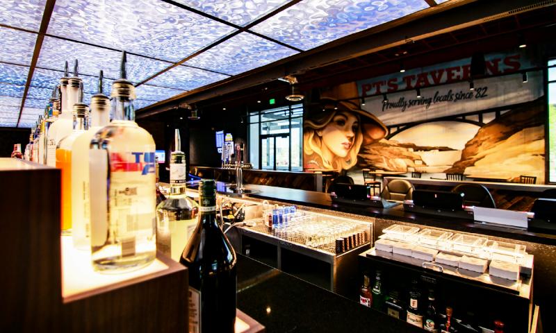 View from behind bar