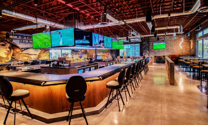 Bar with tables to the side